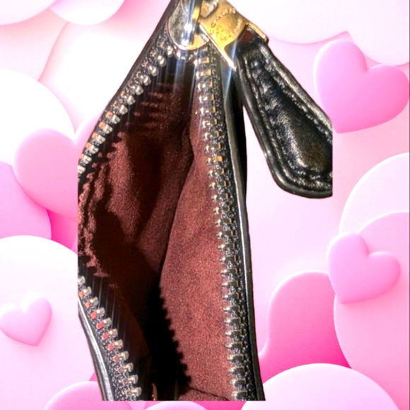 Coach Signature C's Mini Skinny ID & Coin Pouch w/ Key Ring Brown & Black - Picture 3 of 4